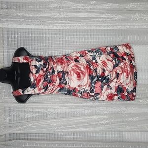 Express Pink Satin Floral Rose Print Sleeveless Mini Dress Sz10